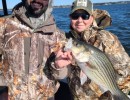 Collin Edwards Licensed Professional Fishing Guide on Lake Conroe Holds Hybrid Striped Bass